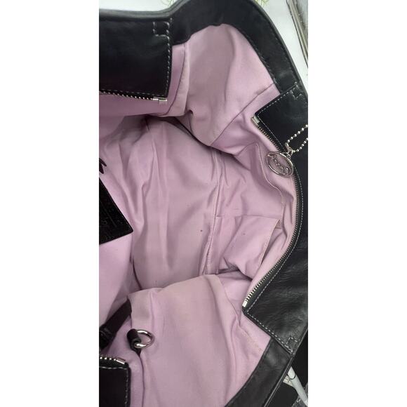 Coach F13759 Authenticated Black Pleated Leather East West Gallery Shoulder Bag - Picture 9 of 12